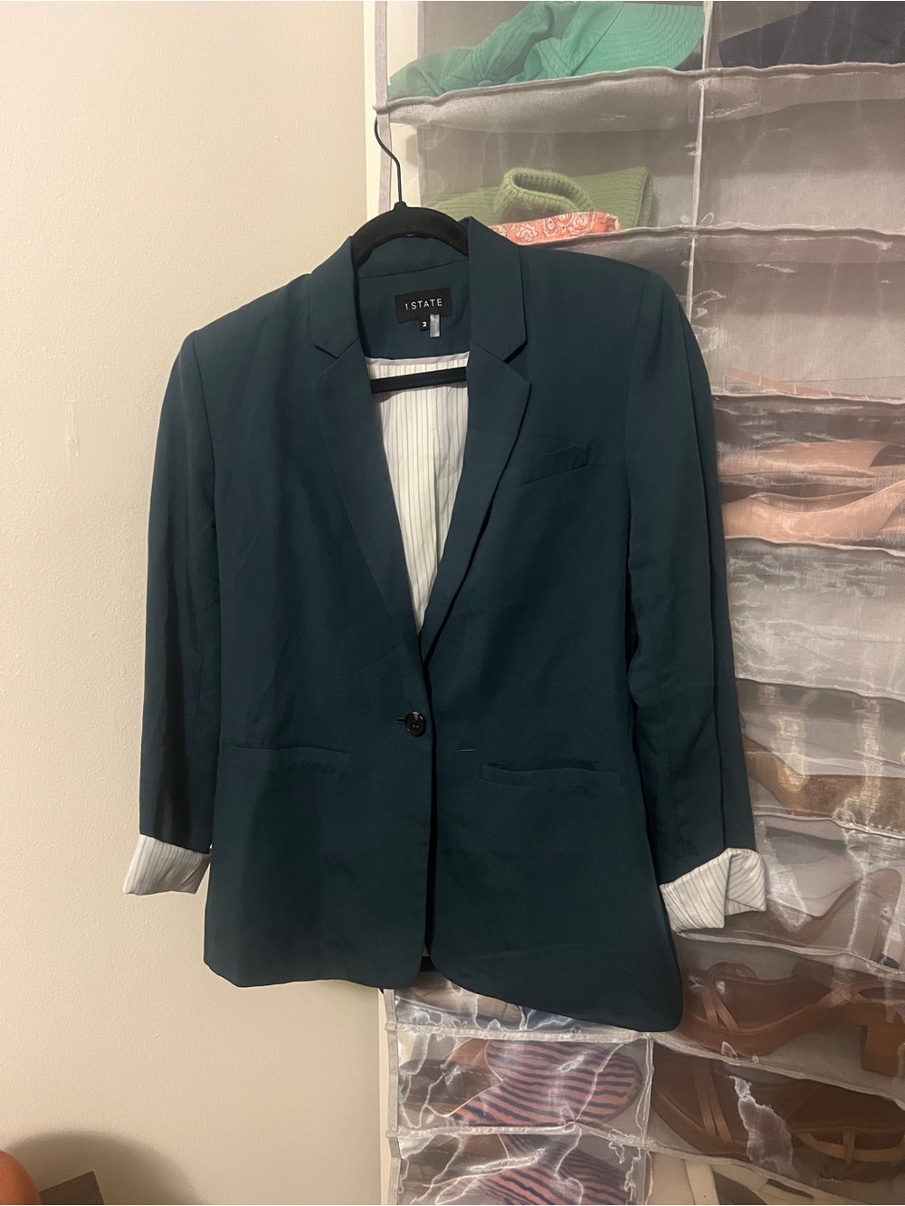 1.STATE Deep Teal Single-Button Women's Blazer